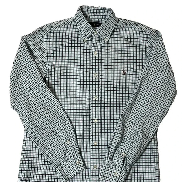 Ralph Lauren Men's Cotton Oxford Longsleeves Shirt - Blue/Green Checkered - Picture 1 of 4
